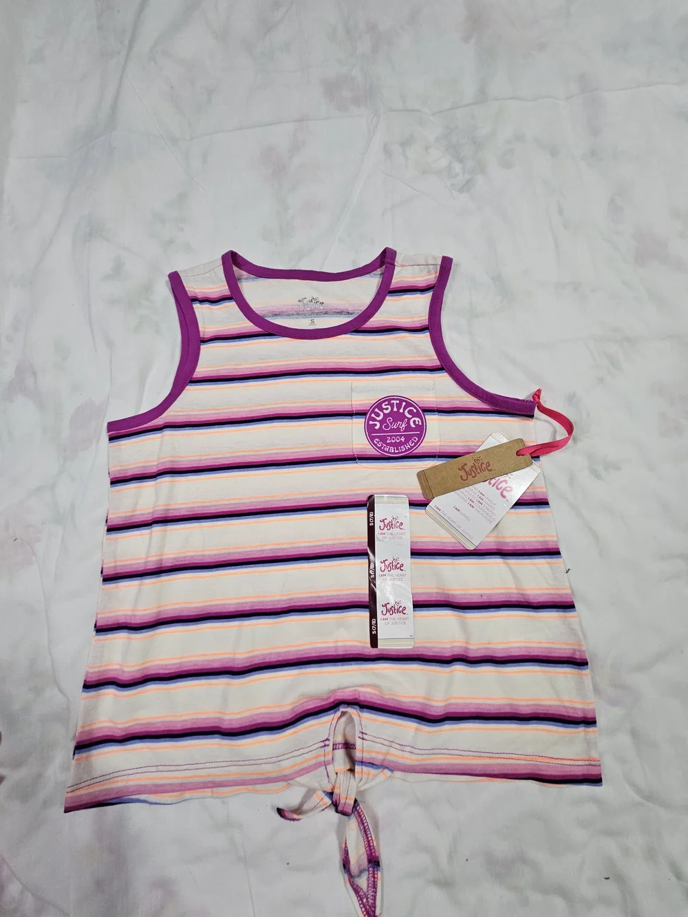 Justice Striped Tank Purple, Pink, Cream, Navy